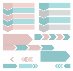 Arrows, vertical, horizontal, text, pictograms, colored, flat. 