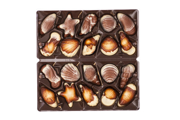 An assortment chocolates isolated on white 