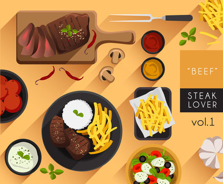 Food Illustration : Steak : Beef