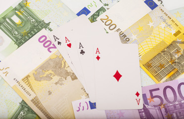 Playing cards and euros
