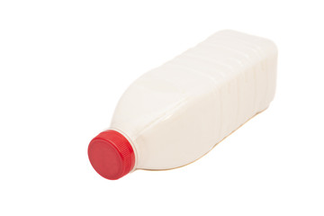 Plastic Bottle of milk isolated on white background 