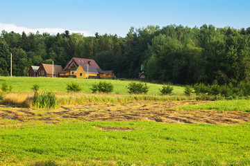 house in the field, carpathian village, Ukraine