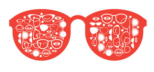 Composition with glasses silhouettes.