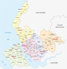 metropolitan county merseyside administrative  map