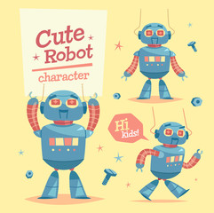 Cartoon robot character. Vector illustration.