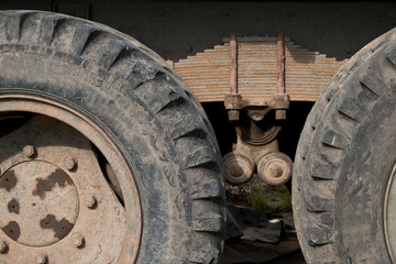Fototapeta na wymiar wheels of old truck
