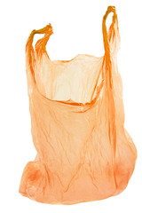  sac plastique orange sur fond blanc 