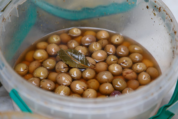 olives in conserve in a pot from marketplace