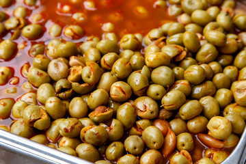 olives in conserve in a pot from marketplace