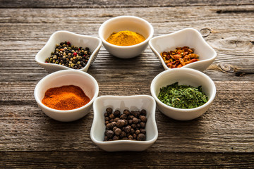 aromatic spices in bowls