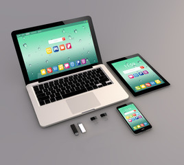 laptop, tablet and smartphone interface