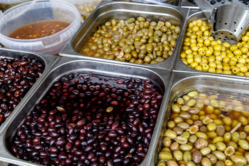olives in conserve in a pot from marketplace
