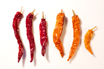 Dried peppers isolated