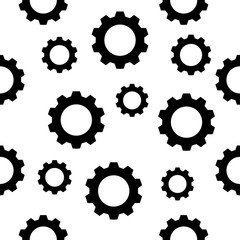 Seamless gear  pattern - black gears on white. Vector. Eps 10