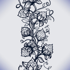 Vector lace seamless pattern decorative strawberry,leaves,intertwined with viscous of lines.Infinitely wallpaper,decoration your design,lingerie and jewelry.Your invitation cards, wallpaper,and more.