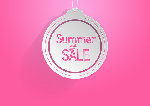 pink summer sale sticker - 3D