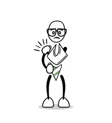 Cute cartoon with painful shoulder