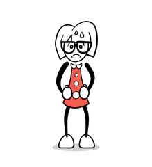 Cute sick cartoon with a temperature