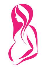 kobieta w ciąży wektor - obrazy, fototapety, plakaty