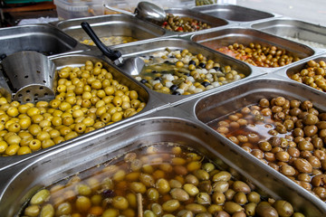 olives in conserve in a pot from marketplace