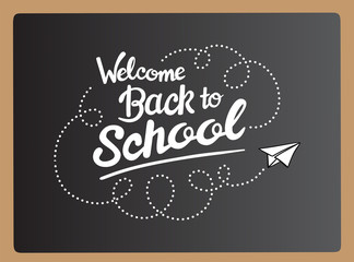 Welcome back to school message with paper plane icon vector