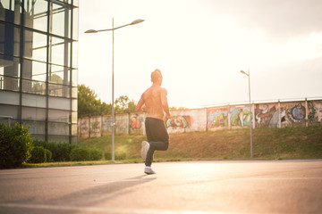 Fototapeta na wymiar Young male jogging