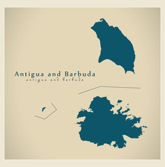 Modern Map - Antigua and Barbuda AG