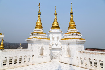 Fototapeta premium White pagoda is on Sagaing hill, Myamar.