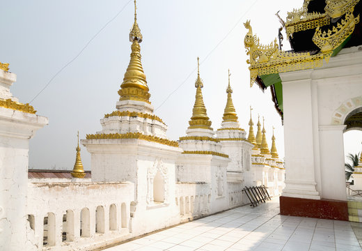 White pagoda is on Sagaing hill, Myamar.