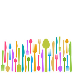 Fork Knife Spoon Abstract Colorful Background 