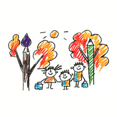 Colorful picture with happy kids