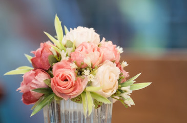 Light vintage of flowers in vase