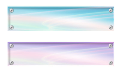 Obraz premium Set of two banners with abstract rainbow and glass panel