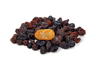 raisins on white background.