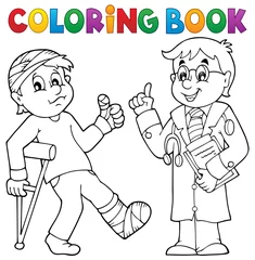 Papier Peint photo Lavable Pour enfants Coloring book with patient and doctor