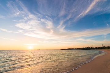 Fototapeta na wymiar Twilight sunsets and beautiful beaches, Okinawa, Japan