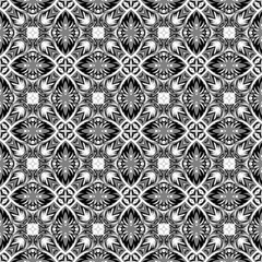 Monochrome seamless pattern.
Hand drawn black, white, gray, seamlessly repeating ornamental wallpaper or textile pattern.