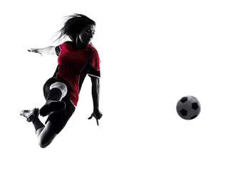 Foto op Canvas woman soccer player isolated silhouette © snaptitude