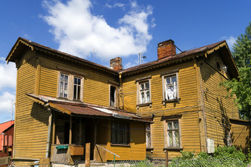 Old wooden two storey house