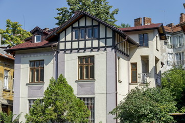 Fototapeta na wymiar Old architecture house in Sofia city, Bulgaria