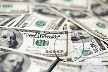 Collage with money and charts