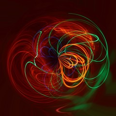 Abstract colorful light rays in circular pattern