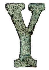 alphabet blue patina