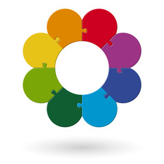 round flower puzzle colored