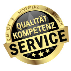 Button with Banner QUALITÄT KOMPETENZ SERVICE