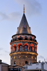 Fototapeta na wymiar Galata Tower in evening-Istanbul Turkey