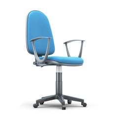 Office chair with a blue trim on a white background