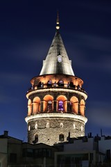Galata Tower in night-Istanbul Turkey