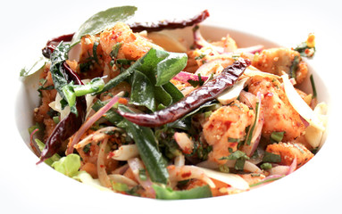 Spaghetti with spicy prawn
