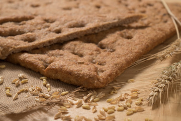 Italian traditional focaccia with rustic flour